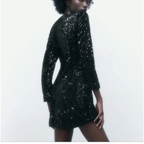 NWT BLOGGERS FAVORITE ZARA SEQUIN BLAZER DRESS - Picture 6 of 10